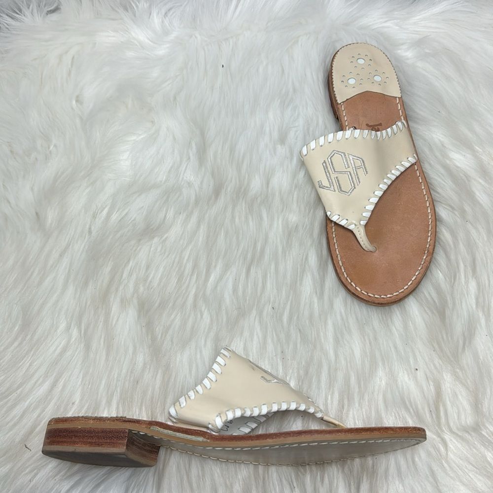 Jack Rogers Cream Leather Thong USA Sandals Sz 9